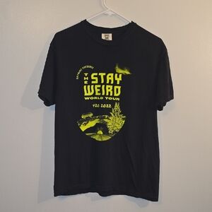 Comfort Colors Black STAY WEIRD WORLD TOUR 4/20/2022 Tee Yellow Text LOT R1
